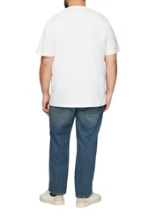s.Oliver T-Shirt mit Logo und V-Ausschnitt Weiß/Creme/Braun