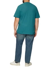 s.Oliver T-Shirt mit Logo und V-Ausschnitt Türkis/Grün