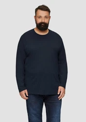 s.Oliver Langarmshirt aus Baumwolljersey Dunkelblau/Schwarz