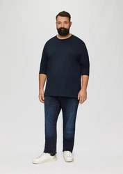 s.Oliver Langarmshirt aus Baumwolljersey Dunkelblau/Schwarz