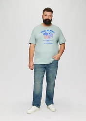s.Oliver Kurzarmshirt mit Frontprint Artwork Blau