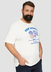 s.Oliver Kurzarmshirt mit Frontprint Artwork Hellblau/Rot/Gelb/Weiß
