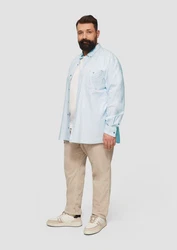 s.Oliver Langarmhemd Regular Fit Button-Down-Kragen Blau/Hellblau