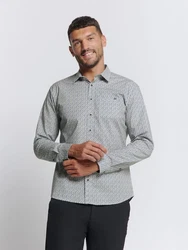 NO EXCESS Langarmhemd Bedrucktes Stretch-Hemd Hellblau/Grau/Blau/Hellgrau/Grün/Rot