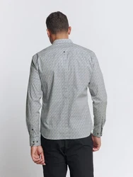 NO EXCESS Langarmhemd Bedrucktes Stretch-Hemd Hellblau/Grau/Blau/Hellgrau/Grün/Rot
