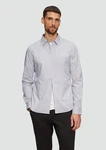 s.Oliver Langarmhemd Slim Fit stone/wei