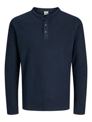 Jack & Jones Longsleeve HENLEY TEE Dunkelblau/Blau