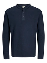 Jack & Jones Longsleeve HENLEY TEE Dunkelblau/Blau