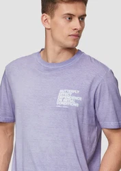 QS T-Shirt mit Frontprint Garment Dye Lila