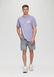 QS T-Shirt mit Frontprint Garment Dye Lila