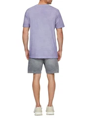 QS T-Shirt mit Frontprint Garment Dye Lila