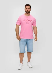 s.Oliver T-Shirt mit Label-Print Logo Rosa