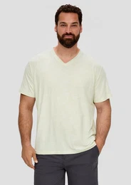 Kurzarmshirt Meliertes T-Shirt mit V-Ausschnitt