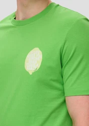 s.Oliver Kurzarmshirt mit Frontprint Artwork Grün/Neonfarben