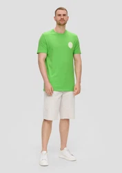s.Oliver Kurzarmshirt mit Frontprint Artwork Grün/Neonfarben