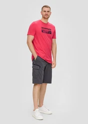 s.Oliver Kurzarmshirt Crew-Neck-Shirt Frontprint Rot/Rosa