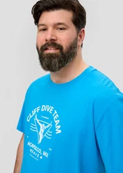 s.Oliver Kurzarmshirt T-Shirt mit Frontprint Blau/Braun/Türkis