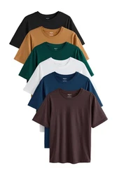 Next T-Shirt (6-tlg) Braun/Khaki/Dunkelbraun/Dunkelgrün