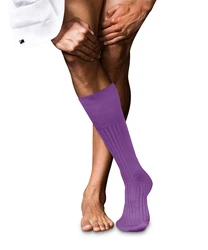 FALKE Kniestrümpfe No. 13 Finest Piuma Cotton Lila/Dunkelblau