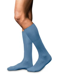 FALKE Kniestrümpfe No. 13 Finest Piuma Cotton Blau/Hellblau