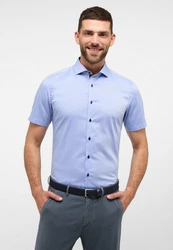 Eterna Kurzarmhemd SLIM FIT NON IRON Hellblau/Blau