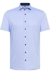 Eterna Kurzarmhemd SLIM FIT NON IRON Hellblau/Blau