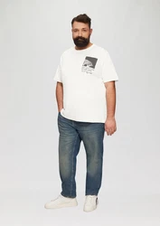 s.Oliver Kurzarmshirt mit Frontprint Weiß/Hellblau/Creme