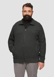 Allwetterjacke Sweatjacke aus Jacquard in Strick-Optik Label-Patch