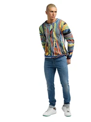 Carlo Colucci Pullover Dondi Mischfarben/Orange/Grau