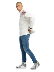 CARLO COLUCCI Sweatshirt Dragogna Weiß/Rot/Lila/Creme