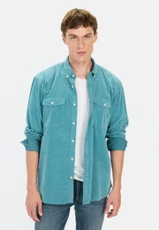 Langarmhemd in Regular Fit aus Cord Button-Down