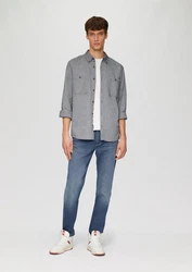 s.Oliver Langarmhemd Regular Fit Button-Down Kragen Grau/Hellgrau/Dunkelblau