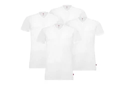 Levi's T-Shirt Herren V-Ausschnitt Kurzarm (4er Pack) Weiß/Creme