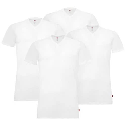 Levi's T-Shirt Herren V-Ausschnitt Kurzarm (4er Pack) Weiß/Creme