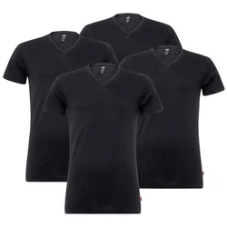 Levi's T-Shirt Herren V-Ausschnitt Kurzarm (4er Pack) Schwarz/Grau