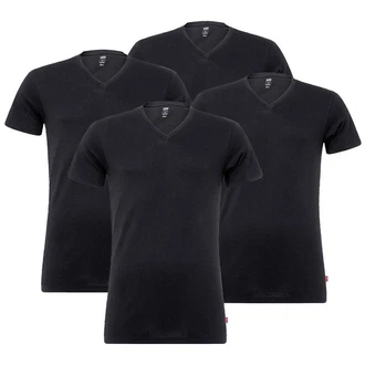 Levi's T-Shirt Herren V-Ausschnitt Kurzarm (4er Pack) Schwarz/Grau
