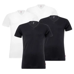 Levi's T-Shirt Herren V-Ausschnitt Kurzarm (4er Pack) Schwarz/Weiß/Dunkelblau