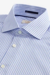Next Langarmhemd Signature Slim Fit Strukturhemd Cutaway-Kragen Hellblau/Blau/Dunkelblau