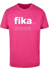 MisterTee Kurzarmshirt Herren Fika Definition Tee Rosa