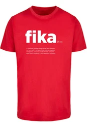 MisterTee Kurzarmshirt Herren Fika Definition Tee Rosa/Rot