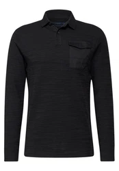 STREET ONE MEN Langarmshirt mit Brusttasche Schwarz/Dunkelgrau