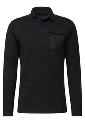 STREET ONE MEN Langarmshirt mit Brusttasche Schwarz/Dunkelgrau