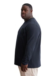 Marc O'Polo Langarmshirt Heavy-Slub-Jersey Schwarz/Dunkelblau