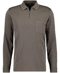 RAGMAN Langarm-Poloshirt Grau/Braun/Khaki/Beige/Hellgrau