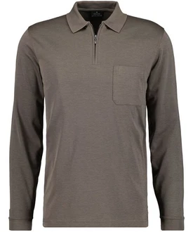 RAGMAN Langarm-Poloshirt Grau/Braun/Khaki/Beige/Hellgrau