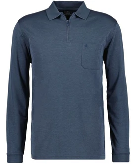 RAGMAN Langarm-Poloshirt Blau/Dunkelblau/Hellblau