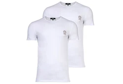 Versace T-Shirt Herren T-Shirt, 2er Pack, Rundhals Weiß/Dunkelblau/Creme/Blau