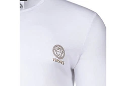 Versace T-Shirt Herren Shirt langarm Style TOPEKA Weiß/Creme/Schwarz