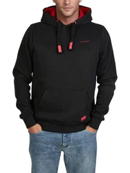 DENIMFY Kapuzenpullover Hoodie DFBenno Regular Fit Sweatshirt Schwarz/Rot