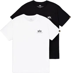 Alpha Industries Rundhalsshirt Basic T Small Logo 2 Pack Weiß/Schwarz